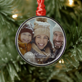 Modern Happy Holidays Fotovorlage Ornament Aus Metall