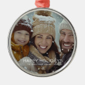 Modern Happy Holidays Fotovorlage Ornament Aus Metall (Vorne)