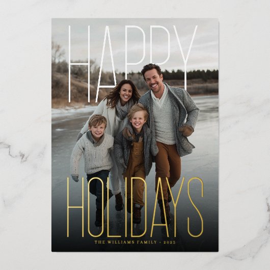 Modern Happy Holidays Photo Folien Feiertagskarte (Vorderseite)