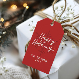 Modern Happy Holidays Script Snowflakes Christmas Geschenkanhänger