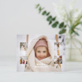 Modern Happy Holidays Thin Line Border 5-Photo Postkarte (Stehend Vorderseite)