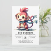 Modern Happy Monkey Birthday Einladung (Stehend Vorderseite)