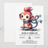 Modern Happy Monkey Birthday Einladung (Vorne/Hinten)