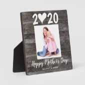 Modern Happy Mother's Day Script Heart Wood Foto Fotoplatte (Vorderseite)