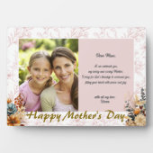 Modern Happy Mütter Day Pink Floral Fotoplatte (Vorderseite)