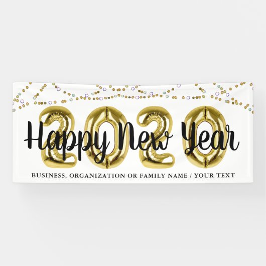 Modern HAPPY NEW YEAR 2020 Ballonnummern Banner (Horizontal)