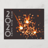 Modern Happy New Year 2020 Firework Sparkler Postkarte (Vorderseite)