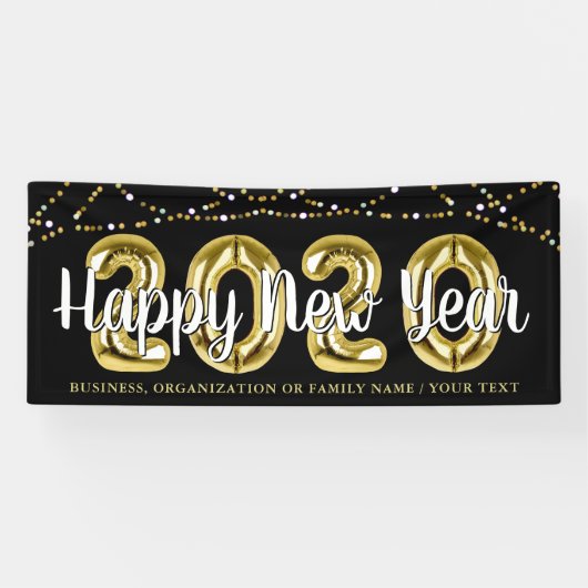 Modern HAPPY NEW YEAR 2020 String Lights Banner (Horizontal)