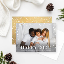 Modern Happy New Year 2024 Gold Confetti Foto