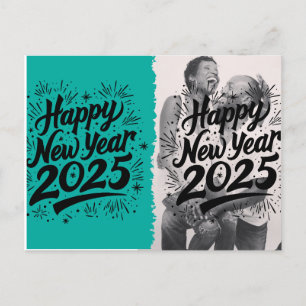 Modern Happy New Year 2025 Couple Foto Feiertagspostkarte