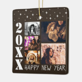 Modern Happy New Year 2026 5 Foto Collage Keramikornament (Links)