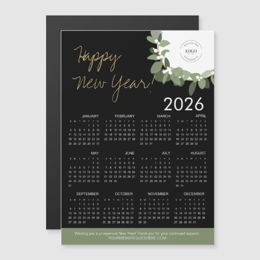 Modern Happy New Year 2026 Calendar Custom Logo Magnetkarte (Vorne/Hinten)