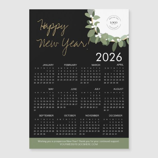 Modern Happy New Year 2026 Calendar Custom Logo Magnetkarte (Vorderseite)