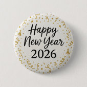 Modern Happy New year 2026 Gold Confetti  Button (Vorderseite)