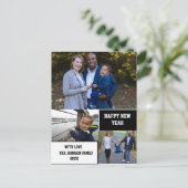 Modern Happy New Year 3 Foto Collage Postkarte (Stehend Vorderseite)