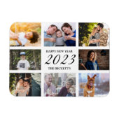 Modern Happy New Year 8 Foto Collage Magnet (Horizontal)