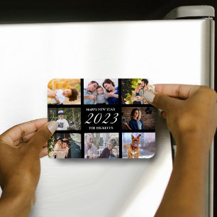 Modern Happy New Year 8 Foto Collage Magnet