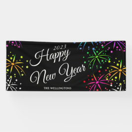 Modern Happy new year bunt fireworks Party Banner