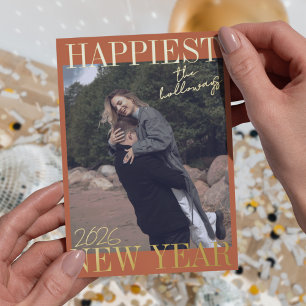 Modern Happy New Year Einfaches Einzelbild Folien Feiertagskarte