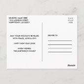 Modern Happy New Year Family Photo Green Postkarte (Rückseite)