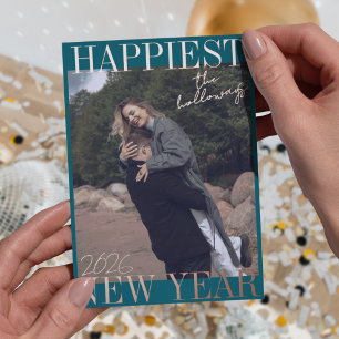 Modern Happy New Year Simple One Foto Folien Feiertagskarte