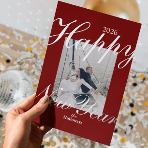 Modern Happy New Year Simple One Foto Folien Feiertagskarte
