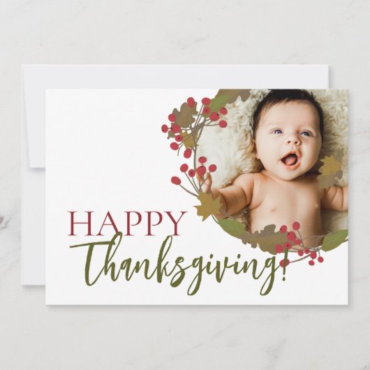 Modern Happy Thanksgiving Custom Foto Herbstlaub Karte (Vorderseite)