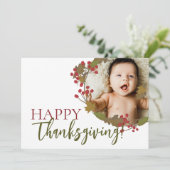 Modern Happy Thanksgiving Custom Foto Herbstlaub Karte (Stehend Vorderseite)