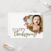 Modern Happy Thanksgiving Custom Foto Herbstlaub Karte (Vorderseite/Rückseite Beispiel)