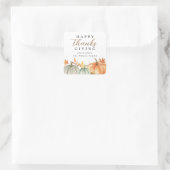 Modern Happy Thanksgiving Fall Foliage Quadratischer Aufkleber (Tasche)