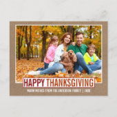 Modern Happy Thanksgiving Family Foto Kraft Postkarte (Vorderseite)