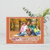 Modern Happy Thanksgiving Foto Feiertagskarte (Stehend Vorderseite)