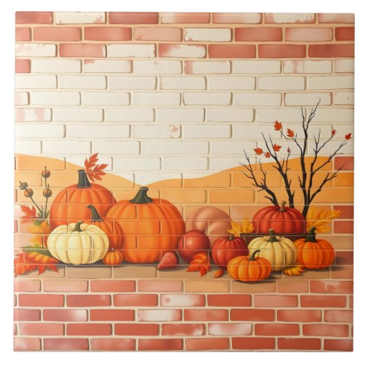 Modern Happy Thanksgiving Schöner Fall Fliese (Vorderseite)