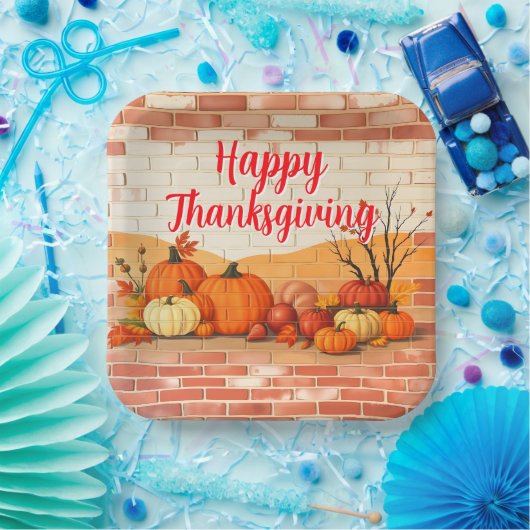 Modern Happy Thanksgiving Schöner Fall Pappteller (Party)