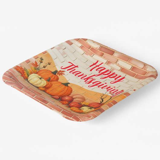 Modern Happy Thanksgiving Schöner Fall Pappteller (Gewinkelt)