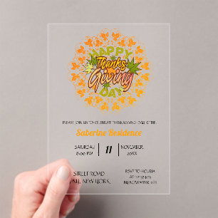Modern Happy Thanksgiving Seamless Foliage Mandala Acryleinladungen