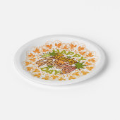 Modern Happy Thanksgiving Seamless Foliage Mandala Pappteller (Schrägansicht)
