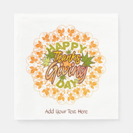Modern Happy Thanksgiving Seamless Foliage Mandala Serviette
