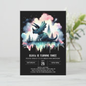 Modern Happy Triceratops Geburtstag Einladung (Stehend Vorderseite)