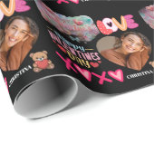 Modern Happy Valentines Day one heart Photo Name Geschenkpapier (Rolleneckpunkt)