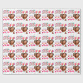Modern Happy Valentines Day one heart Photo Name Geschenkpapier (Flach)