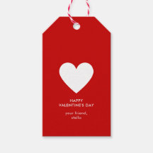 Modern Happy Valentines Day Red White Heart Strip