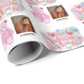 Modern Happy Valentines Day with One square Photo Geschenkpapier (Rolleneckpunkt)