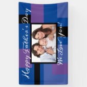 Modern Happy Vatertag Blau 1 Foto Custom Banner (Vertikal)