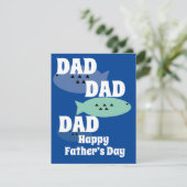 Modern Happy Vatertag Fischen Blau (Stehend Vorderseite)