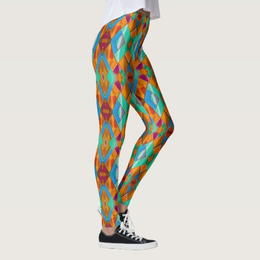 Modern Harlequin Diamonds - hell kühl farbig Leggings (Rechts)