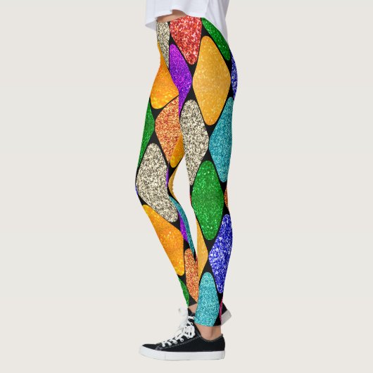 Modern Harlequin Pattern Sparkly Mardi Gras Leggings (Links)