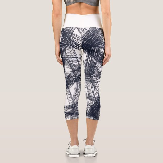 ✨ Modern Hatching Line Pattern Print ✨ Capri Leggings (Rückseite)