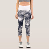 ✨ Modern Hatching Line Pattern Print ✨ Capri Leggings (Vorderseite)