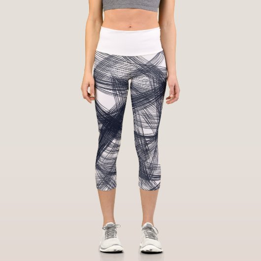 ✨ Modern Hatching Line Pattern Print ✨ Capri Leggings (Vorderseite)